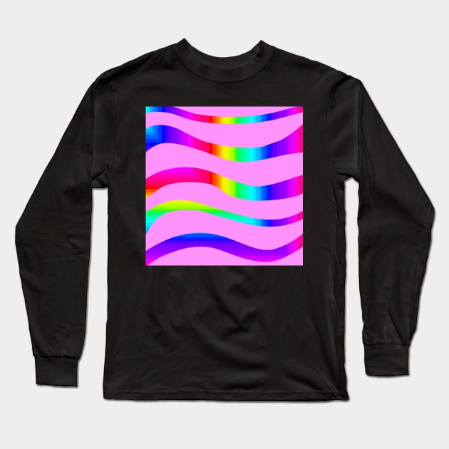 Pink rainbow stripes Long Sleeve T-Shirt by MelanieJeyakkumar